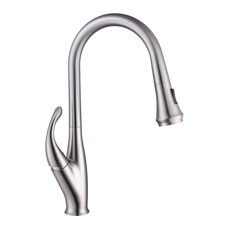 Topcraft Single Handle Pull Down Kitchen Sink Faucet, Brushed Nickel