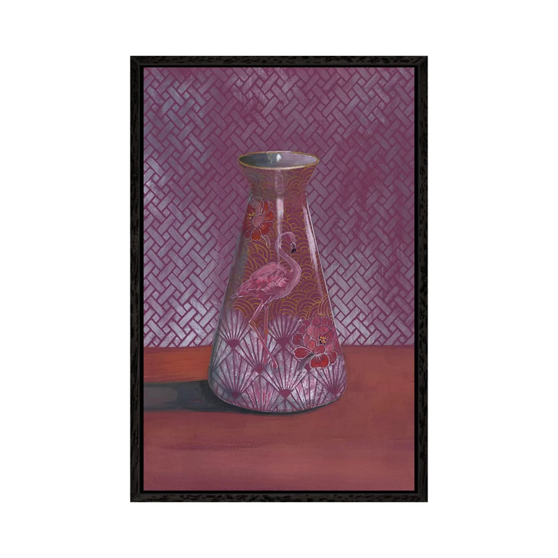 Flamingo Vase 1 Piece Painting on Canvas, 66.04 cm H x 45.72 cm W, Black Framed