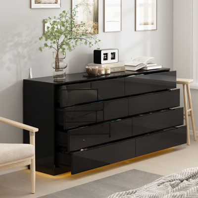 Elegant High-Gloss Closet Drawer With LED Lighting by Ivy Bronx