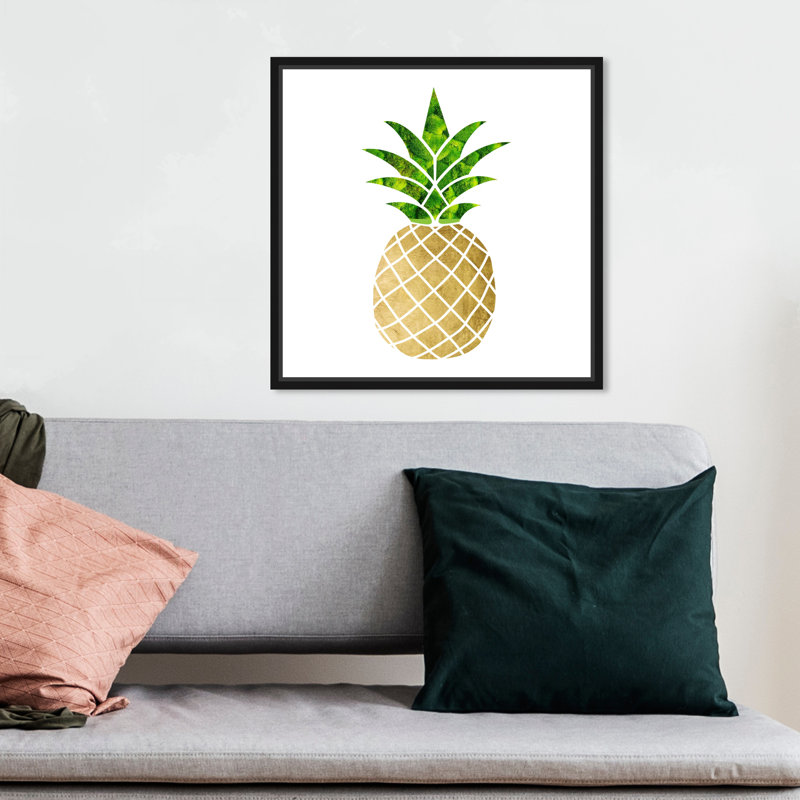 Fruits ananas - impression d'art graphique, H 40 po x l 40 po x P 1,5 po, Cadre noir