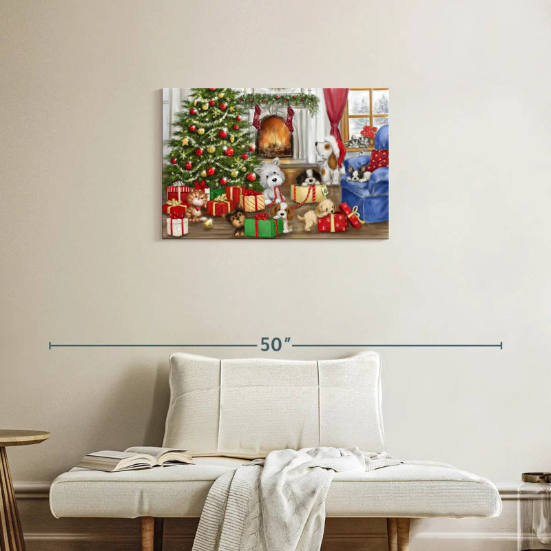 Chiens et chats de Noël, H 20 po x l 30 po