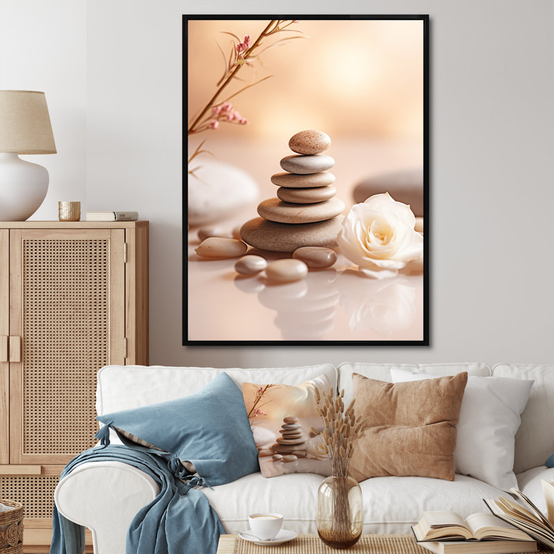 Spa Serenity Zen Stones délicat équilibre Cairn I - art mural en pierre spirituelle, H 32 po x l 24 po x P 1 po