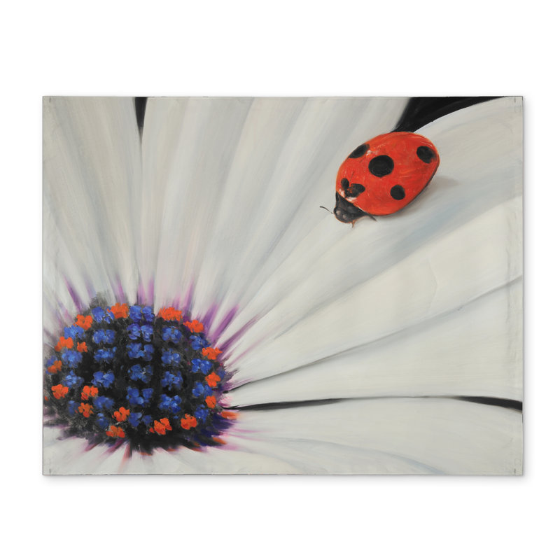 Napperon bleu floral avec décor de marguerite et de coccinelle