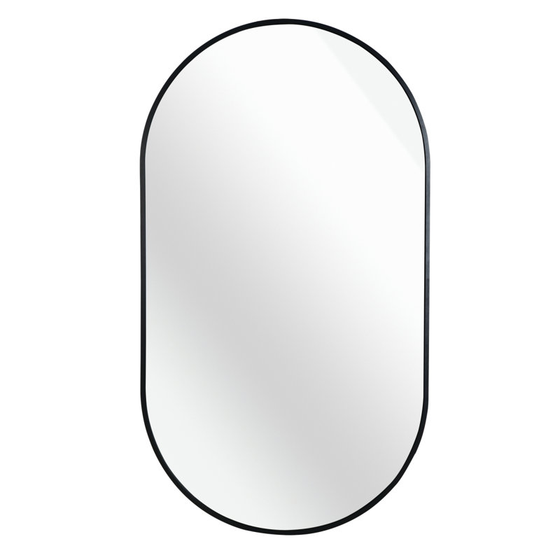 Miroir ovale en métal 20 pouces, 20 po x 28 po, Noir