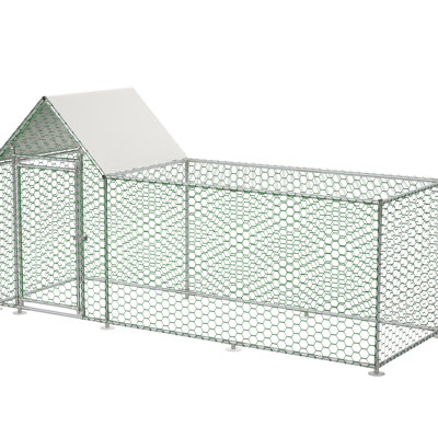 Metal Poultry House With Construction And Removable Sunshade Chicken Run Intense Wire Fencing Portable Shelter