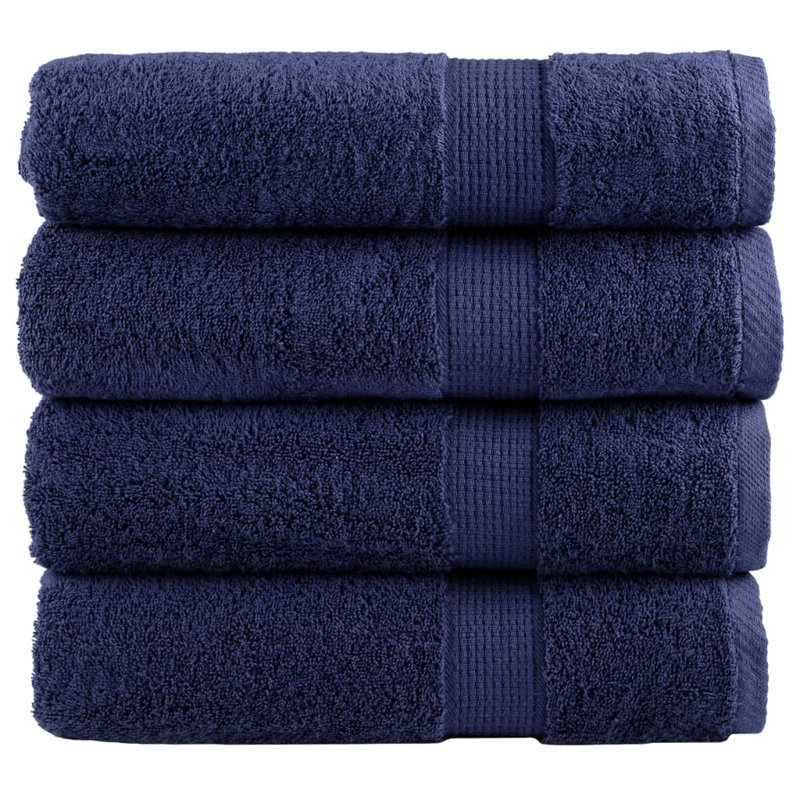 Premium Shower Towels SOLUND 4Pcs 600Gsm, Navy Blue, Hand Towels - 4 Pack