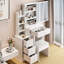 Grande coiffeuse avec tabouret rembourré grande capacité de rangement blanc 29,2 po
