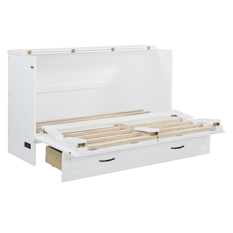 Lit escamotable avec grands tiroirs Murphy, Blanc