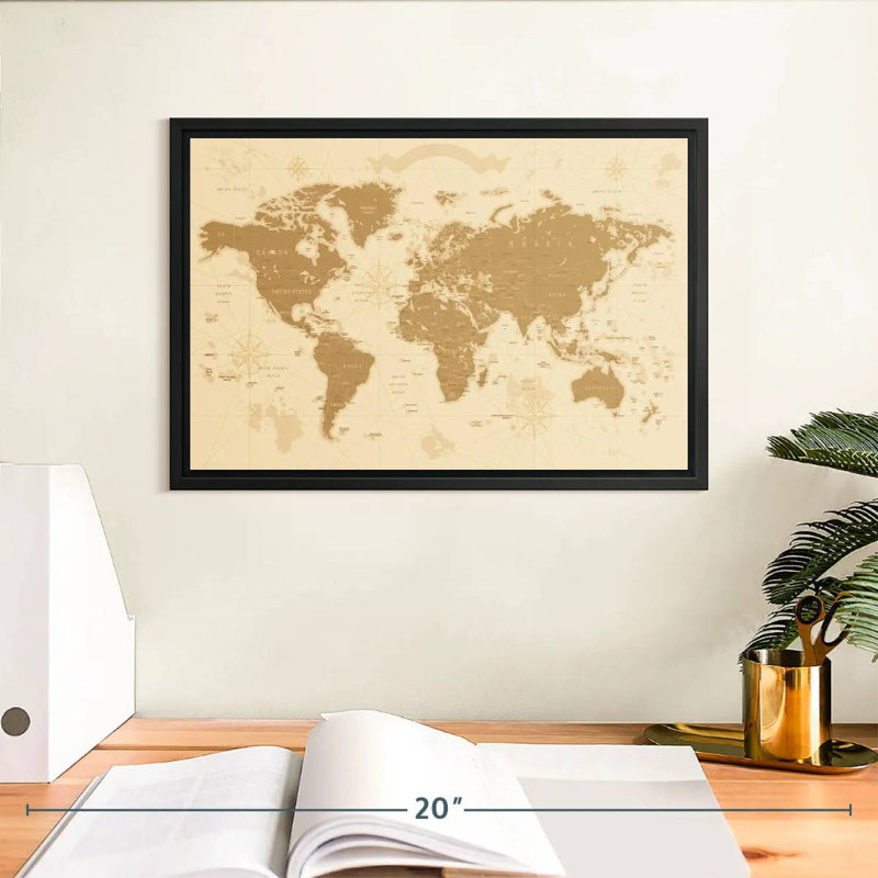 Aliaz Amber World Map, 9" H x 13" W