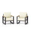 Ensemble de 2 fauteuils de patio en aluminium toutes saisons avec coussins beiges et sièges d'extérieur à structure noire