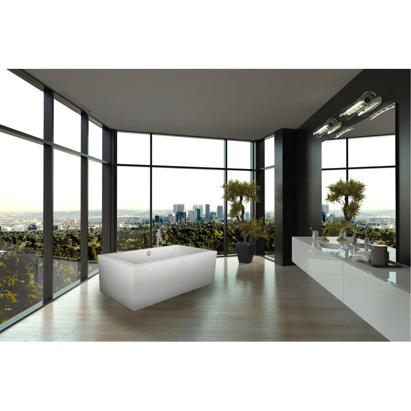 Chagall 66'' L Soaking Bathtub, Satin Nickel