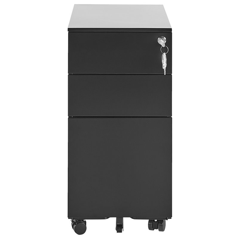 Bridget-Malikia 30 cm W 3 -Drawer Solid Wood Filing Cabinet, Black