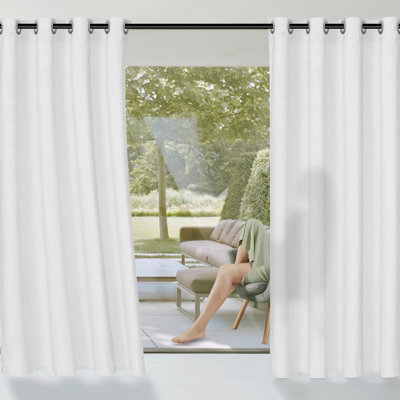 Rideaux semi-transparents d'extérieur pour le patio Filtration de la lumière imperméable Voile extérieur Rideaux à œillets pour porche, gazebo, pergola, cour arrière