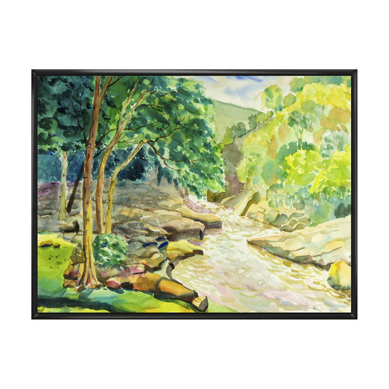 «River In Summer Forest», reproduction sur toile, H 16 po x l 32 po x P 1 po, Cadre flottant noir