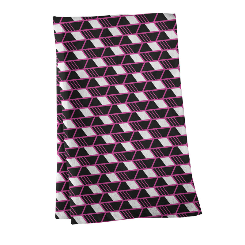 Torchon Suoz, Polyester sergé, Rose / Noir