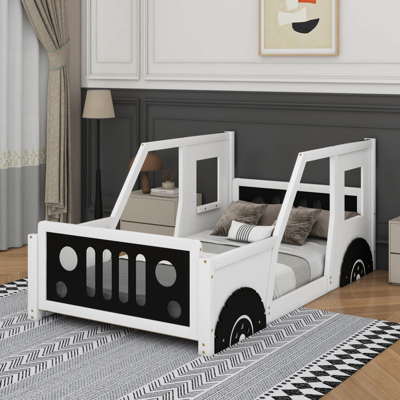 Lit plateforme simple avec roulettes Classic, Blanc