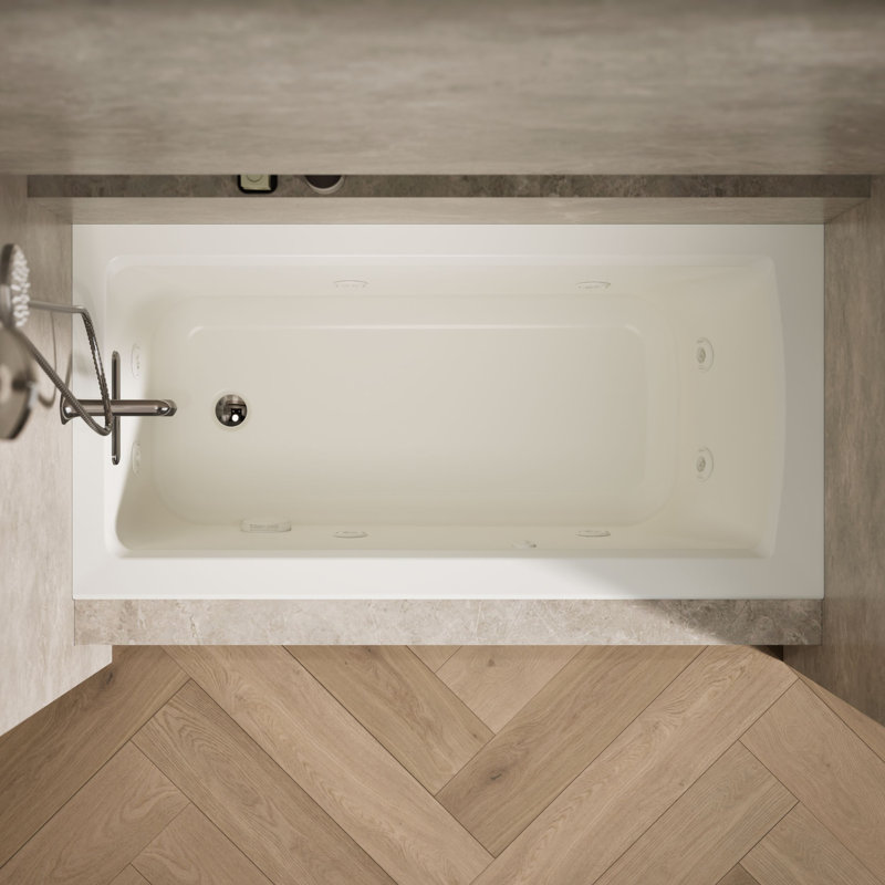 Archer® 60" x 30" Drop-in Whirlpool Bathtub, Left, Biscuit