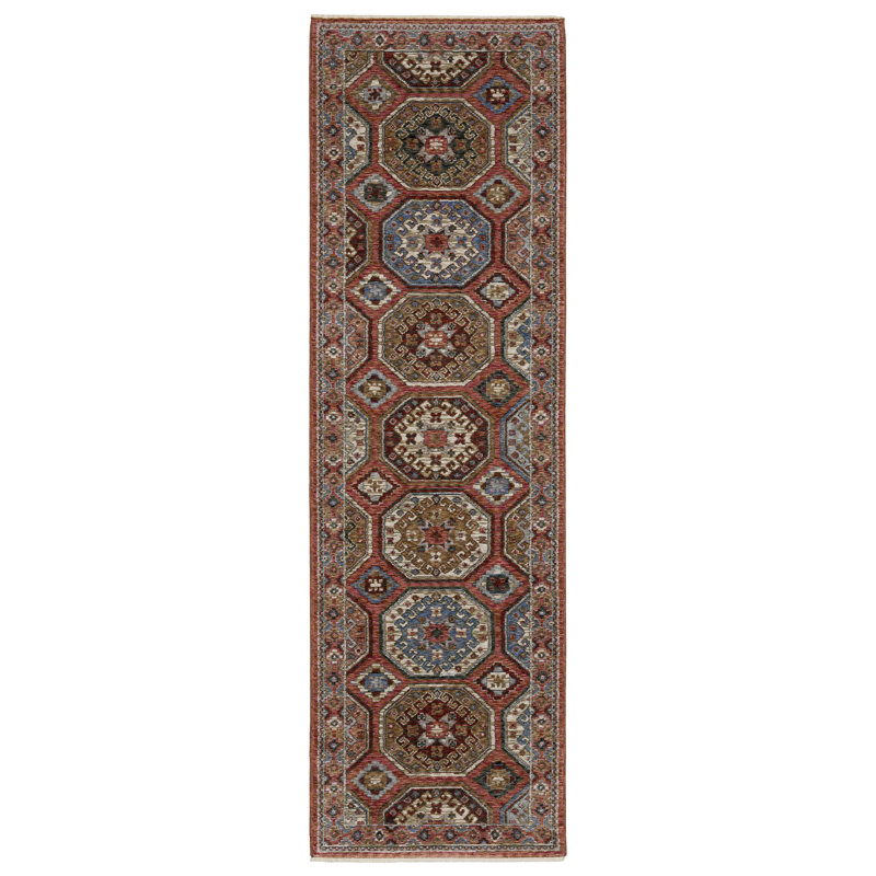 Tapis rose / rouge Erlich, Tapis de couloir 2 pi 3 po x 7 pi 9 po