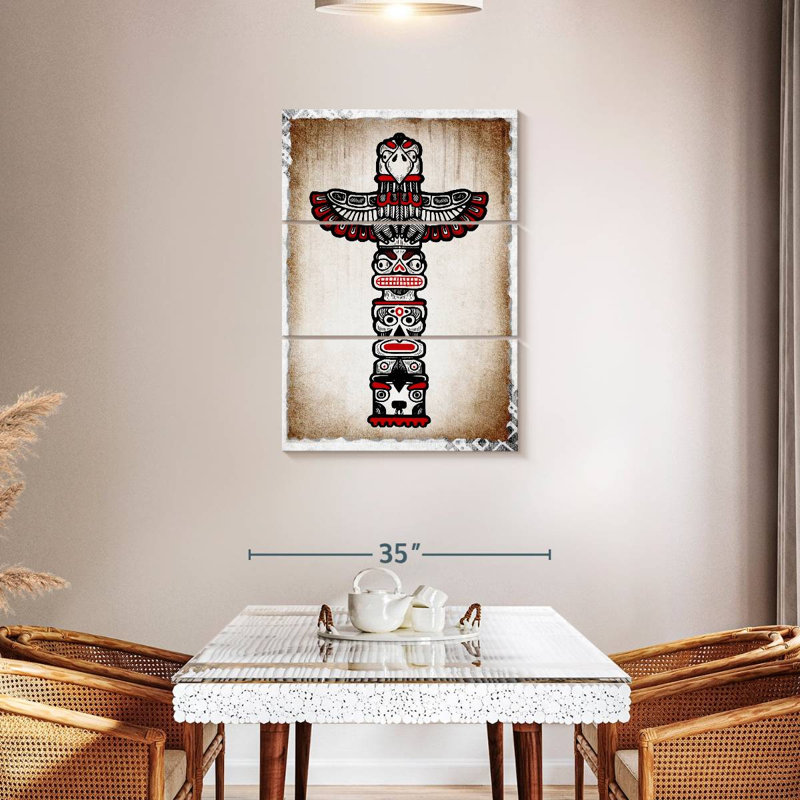 «Native American Native American Totem», ensemble de 3 pièces sur toile par NativeHeritageArt, H 45 po x l 28 po x P 1,25 po