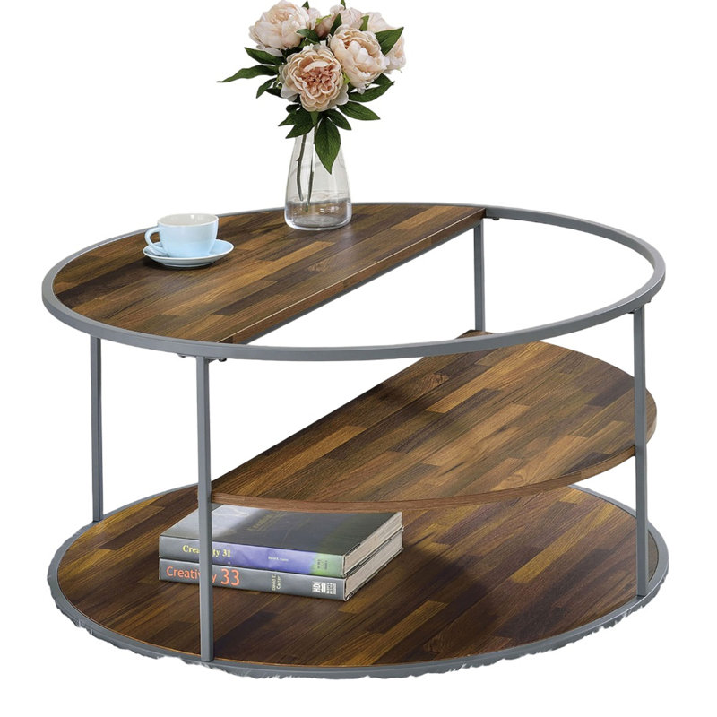 Table basse de style industriel avec demi-tablettes uniques et structure thermolaquée pour les espaces de vie modernes