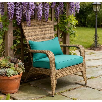 Chaise Adirondack résistante aux intempéries avec dossier incurvé et coussins amovibles