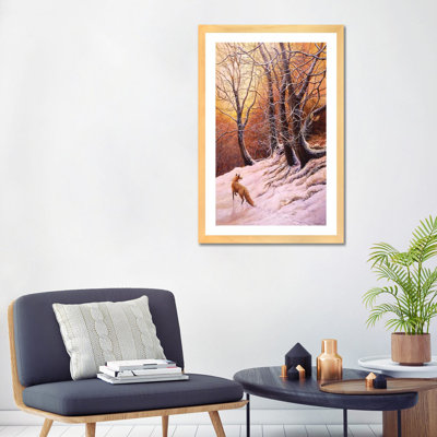 Estampe hivernale-renard et faisan par Jeremy Paul-reproduction d’art