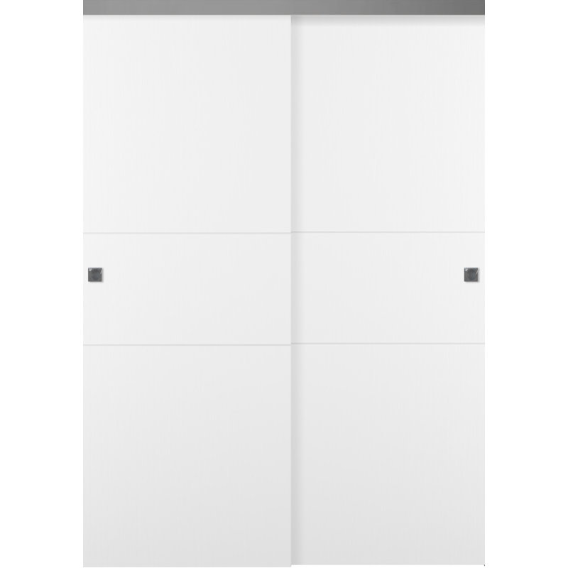 Porte coulissante en bois composite fini blanc neige 2H Optima 2H 72 "x 80", H 79,38 po x l 55,5 po