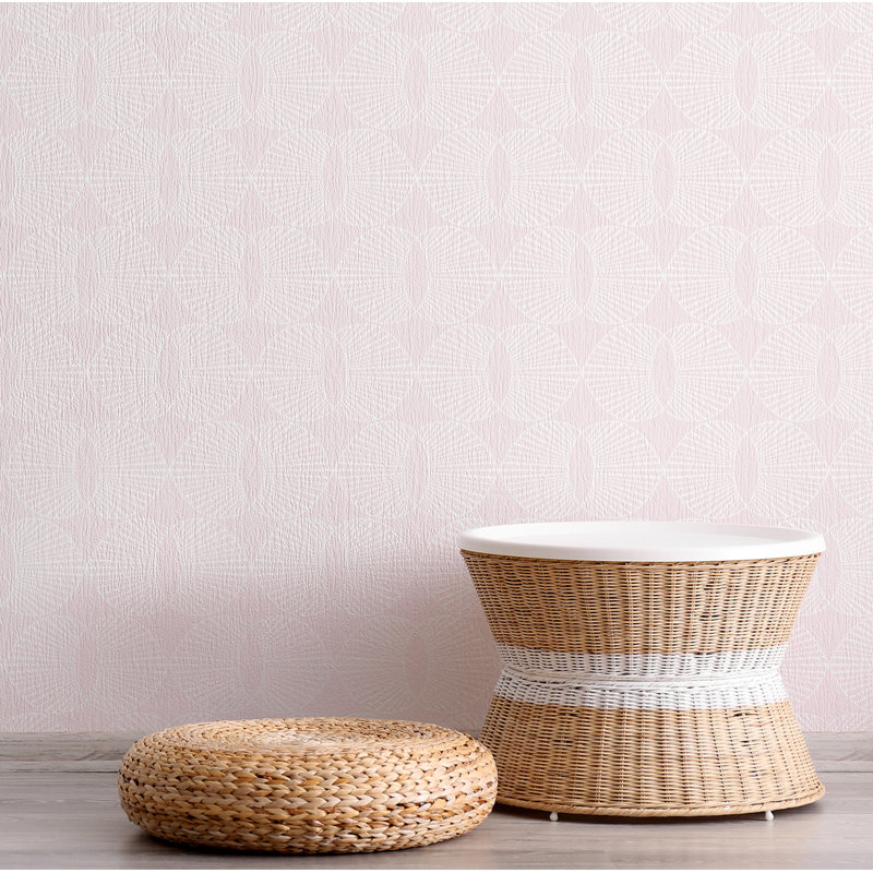 Lomé Paume 10' L x 24" W Wallpaper Roll, Blush, Faux Grasscloth, Non-pasted