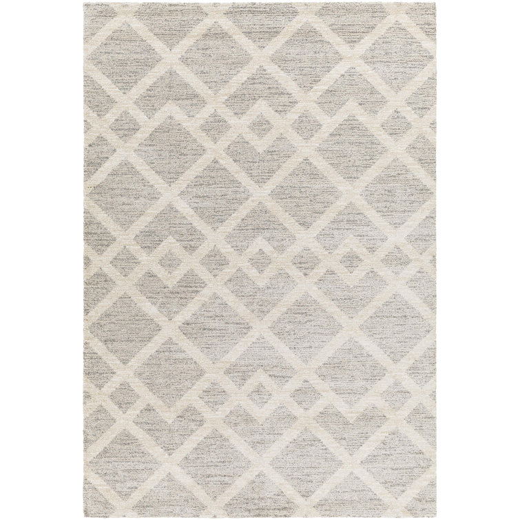 Rectangle Deangelo Moroccan Machine Woven Area Rug in Beige