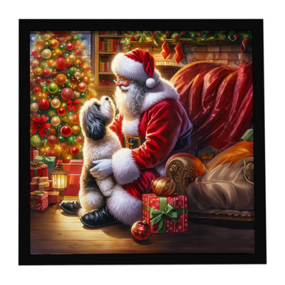 Havanese and Santa Claus Framed Metal Print