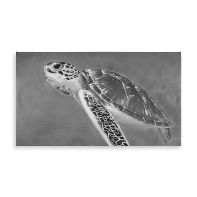 Grayscale Sea Turtle Tablecloth | Indoor Outdoor Home Decor