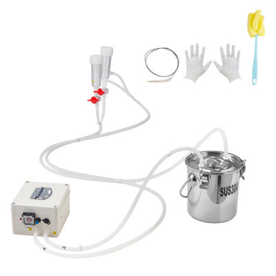 Machine à traire pour chèvre, seau en acier inoxydable de qualité alimentaire de 0,8 gallon / 3 L, avec pile rechargeable de 5 200 mAh, 2 gobelets, machine à traire électrique sans fil pour pulsation