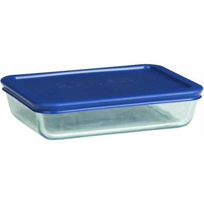 3-Cup Single Rectangular Food Storage Container With BPA-Free Lid, Non-Toxic, Tempered Non-Pourous Glass, Microwave, Dishwasher, Freezer And Oven Safe, Blue