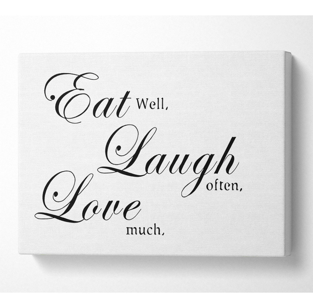 Kitchen Quote Eat Laugh Love White - Leinwanddrucke auf Leinwand