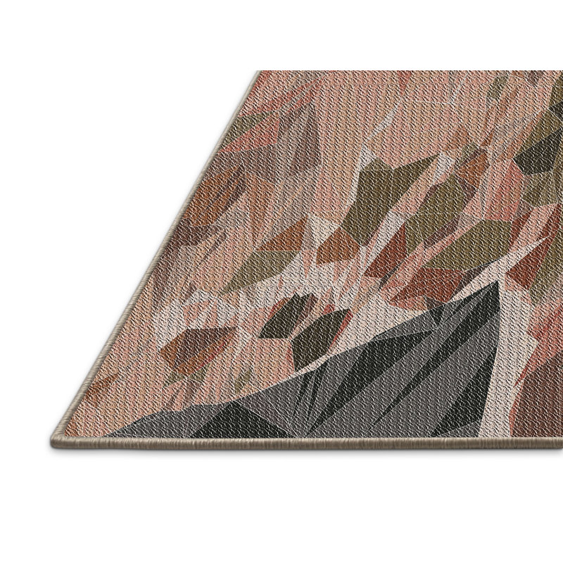 Tapis vert / brun Power Loom, Rectangle 5 pi x 7 pi