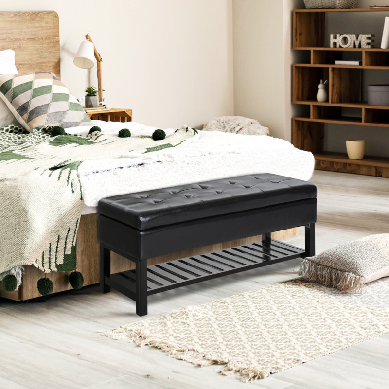 Banc de rangement avec repose-pieds 44 po avec étagère à chaussures