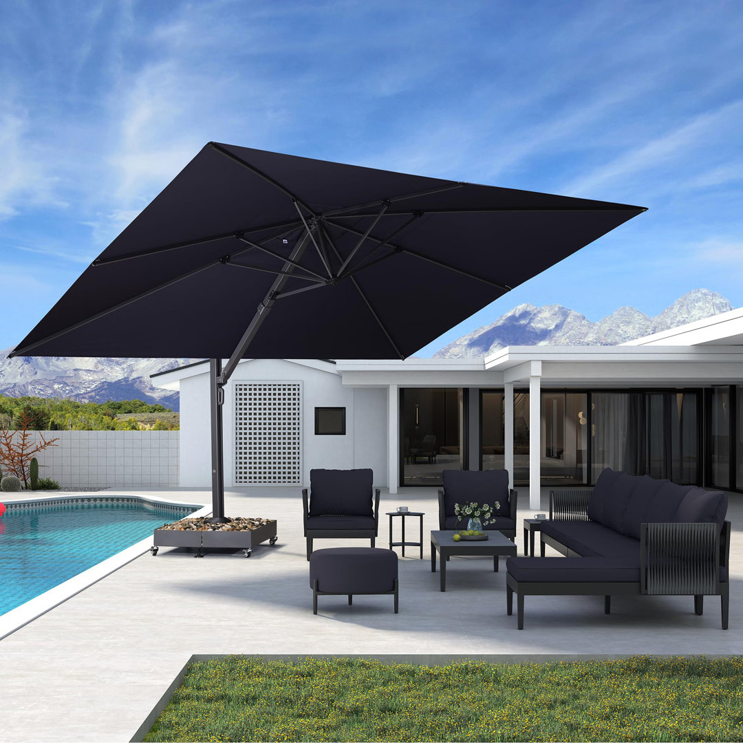 Clymer 132'' x 180'' Rectangular Cantilever Umbrella Stand Included Arlmont & Co. Fabric 