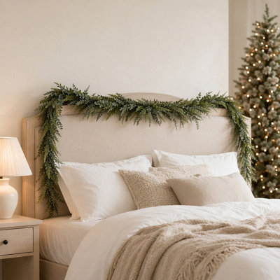Guirlande de Noël pour le manteau Véritable touche épaisse / luxuriante guirlande de cèdre artificiel en feuilles d'eucalyptus Décorations de Noël Guirlande de Noël d'intérieur pour escaliers