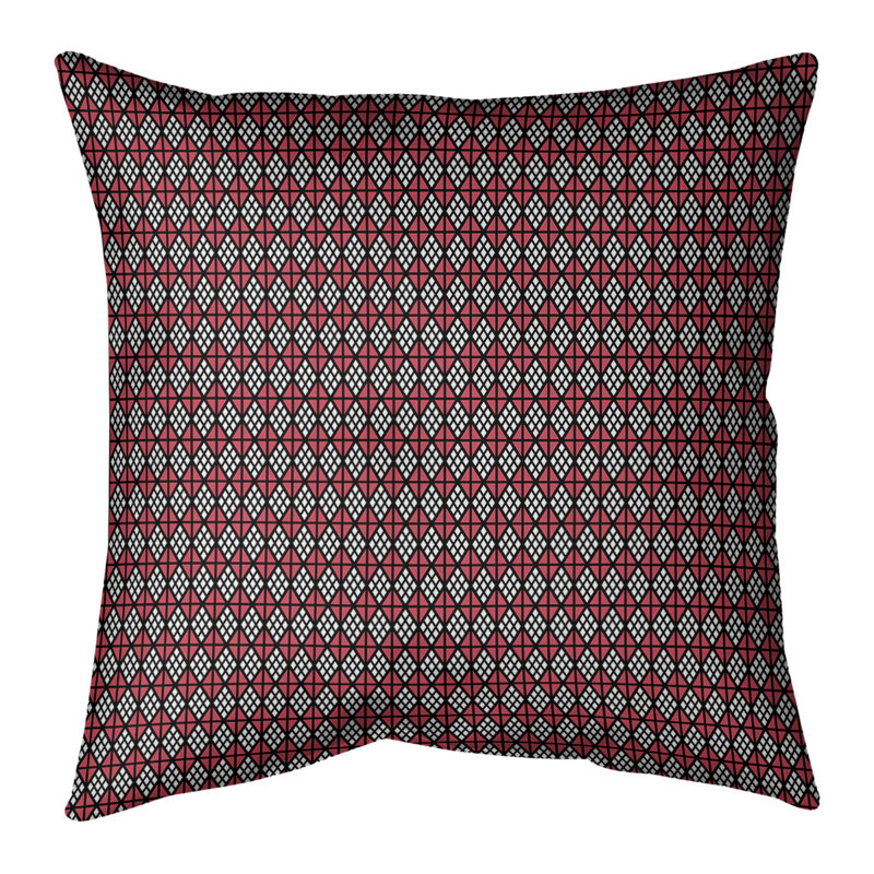 Housse et insert de coussin carré Katelyn Elizabeth Diamonds, 18" x 18", Pas de bourre, Noir/rouge