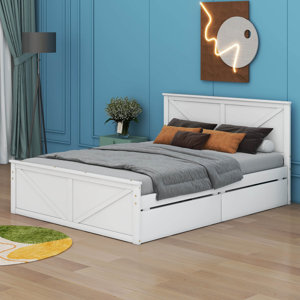 Chandabai Wooden Platform Bed with Four Storage Drawers and Support Legs