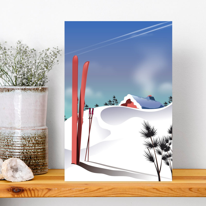 Winter Ski Lodge Minimalist Rustic Abstract Pine Landscape Mountain Wall Art Print 1 Piece Wrapped Canvas Wall Art