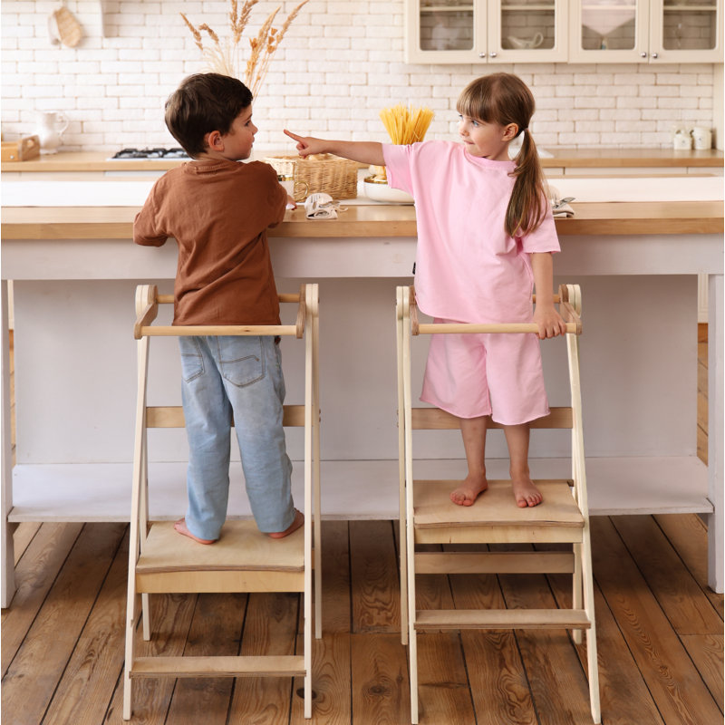 Échelle d'apprentissage en bois Montessori, échelle compacte, tabouret pour enfants, échelle pliante pour enfants