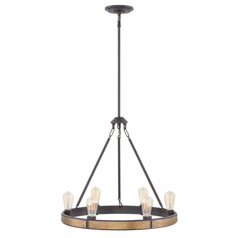 Everett 6 - Light Unique / Statement Wagon Wheel Chandelier, Bronze