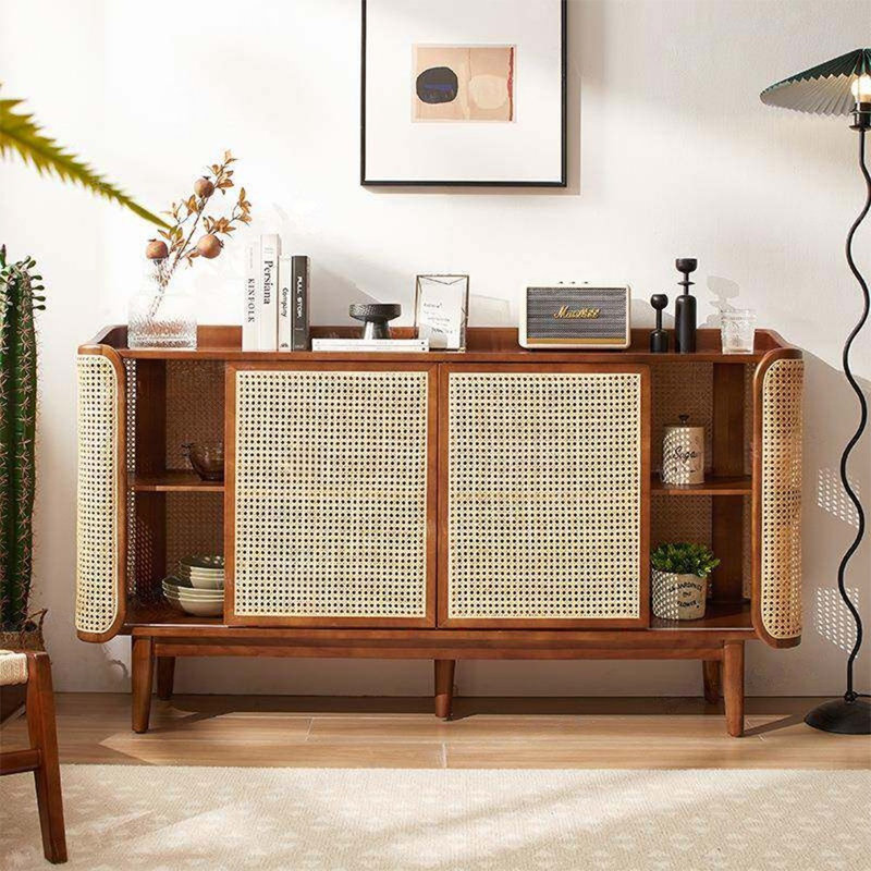 Armoire de rangement rétro et simple en osier, Noyer