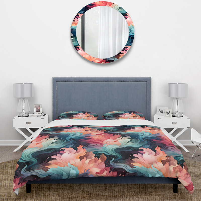 Literie Coral Illusion, Housse de couette simple + 1 taie décorative stan