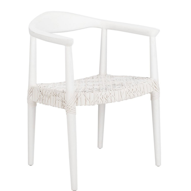 Fauteuil d'appoint en cuir Gofried, Cuir blanc, Blanc