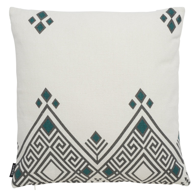 Lancia Beige and Black 20" Cotton Geometric Pillow