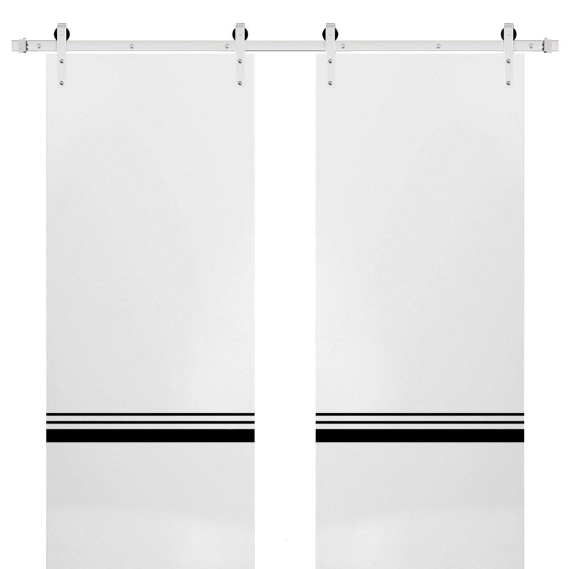 Porte de grange en bois massif massif, 48 po x 80 po, Satin blanc