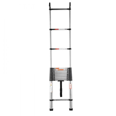 Telescoping Ladder Stainless Steel Extension Step 16.5 ft Portable Ladders