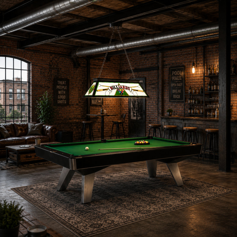 Dovie 4 - Billiard Pool Table Linear Pendant Light By RAM Game Room, Green